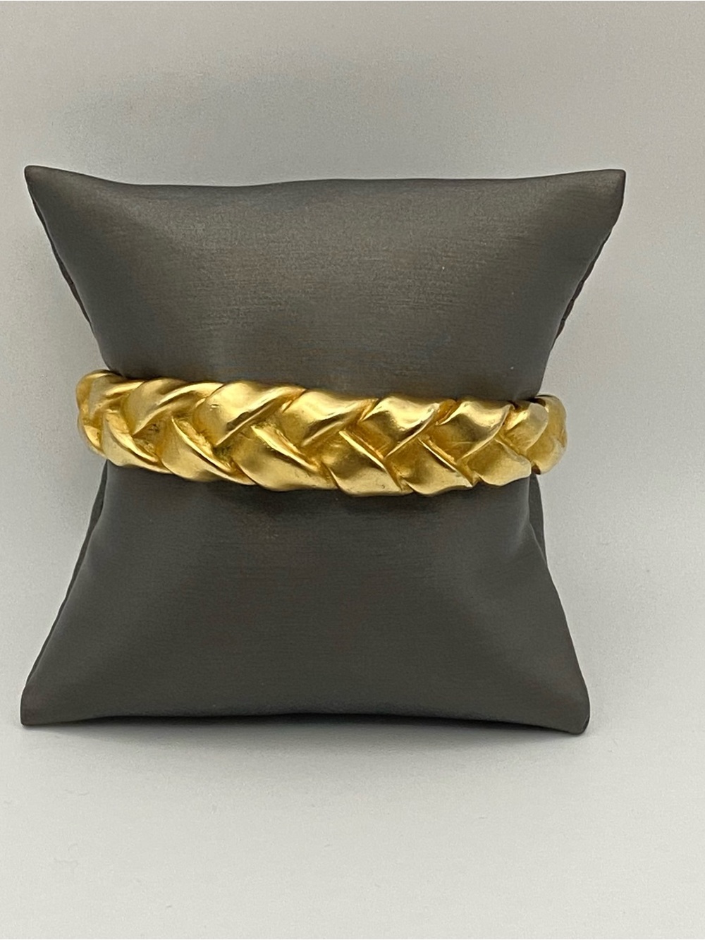 Vintage Erwin Pearl Thick Braided Gold-Tone Cuff Bracelet Statement 90s Runway